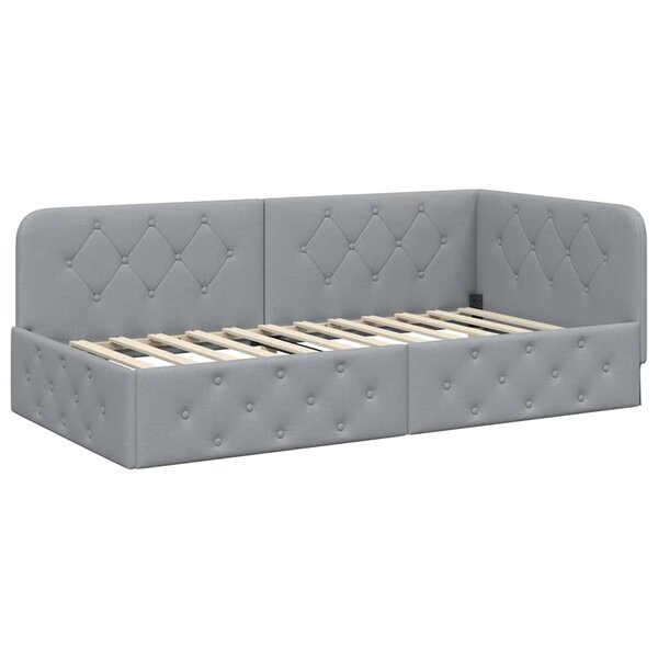 vidaXL Cadre de lit d'angle Gris clair 90 x 190 cm tissu