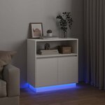 vidaXL Buffet LED Blanc 71 x 34 5 x 75 cm Bois d'ingénierie