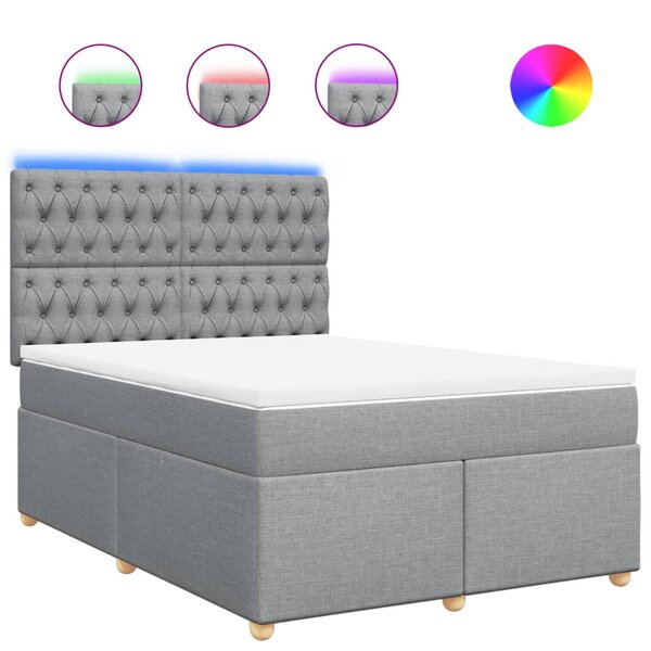 vidaXL Sommier à lattes de lit avec matelas Gris clair 160x200cm Tissu