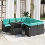 vidaXL Ensemble de canapé de jardin 9 Pièces Noir Poly Rattan