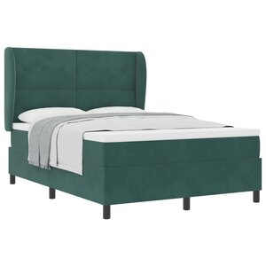 vidaXL Lit à ressorts avec matelas Vert foncé 190 x 140 cm Polyester