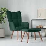 vidaXL Chaise de relaxation avec repose-pied Vert foncé Velours