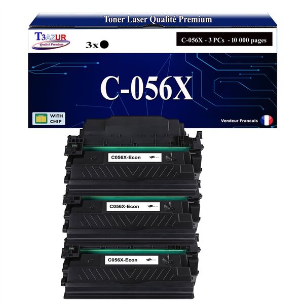 T3AZUR -3x Toners compatibles avec Canon 056H (3008C002) pour Canon LBP-320  LBP-325x  MF-540  MF-542x  MF-543x Noir - 20 000p