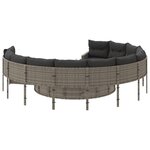 vidaXL Canapé de jardin avec coussins rond gris résine tressée