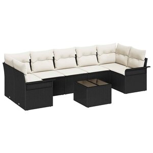 vidaXL Ensemble de canapé de jardin 8 Pièces Noir Poly rotin
