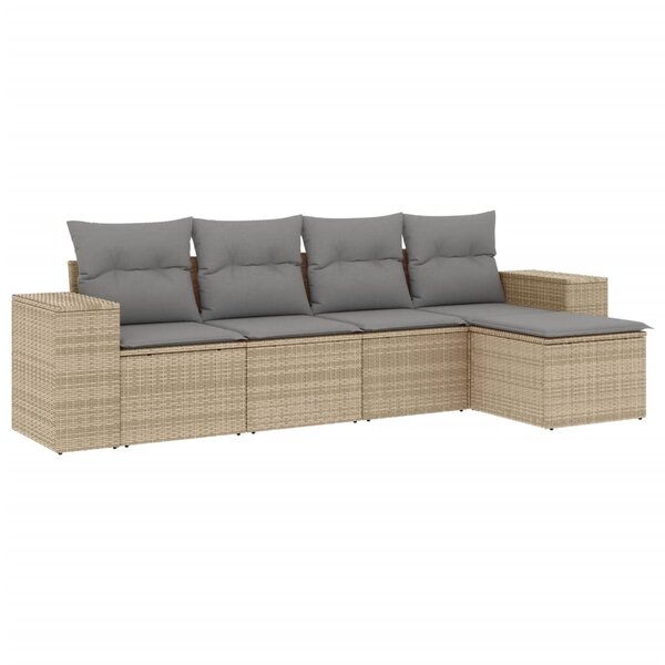 vidaXL Salon de jardin avec coussins 5 Pièces beige résine tressée