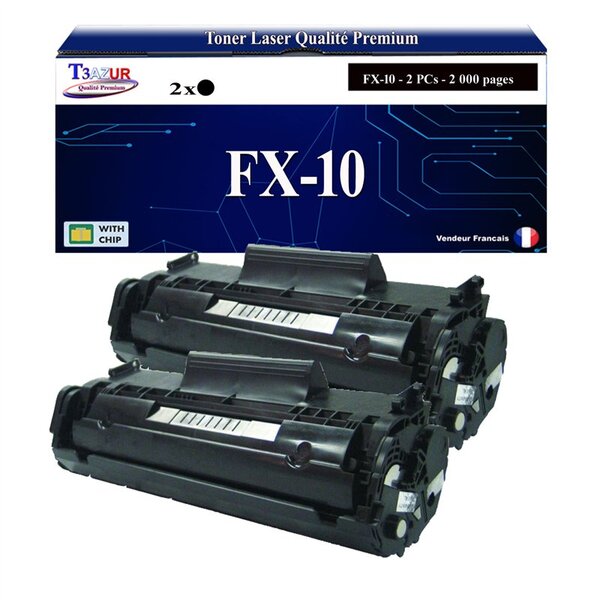 T3AZUR -2x Toners compatibles avec Canon FX10 (0263B002) pour Canon MF4370DN  MF4380DN  MF4660PL  MF4690PL  PCD440  PCD450