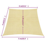 vidaXL Voile d'ombrage 160 g/m² Beige 4/5x4 m PEHD