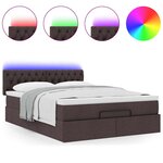 vidaXL Lit ottoman avec matelas et LED marron foncé 140x190 cm tissu