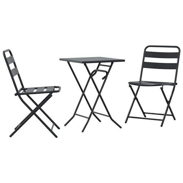 vidaXL Ensemble bistrot 3 Pièces Anthracite Acier