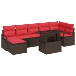 vidaXL Ensemble de canapé de jardin 8 Pièces Marron Poly rotin
