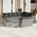 vidaXL Salon de jardin avec coussins 12 Pièces gris clair résine tressée