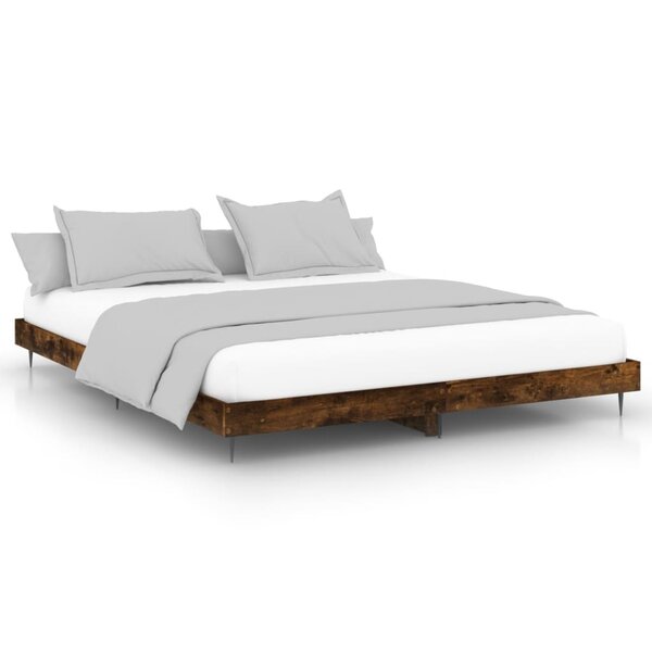 vidaXL Cadre de lit sans matelas chêne fumé 200x200 cm bois ingénierie