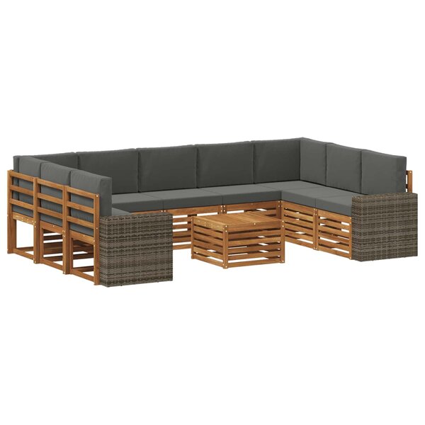 vidaXL Ensemble de canapés d'extérieur 10 pc Naturel et Anthracite