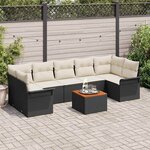 vidaXL Ensemble de canapé de jardin 8 Pièces Noir  Crème 55 x 55 x 37 cm