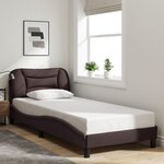 vidaXL Cadre de lit avec LED sans matelas marron foncé 90x190 cm tissu