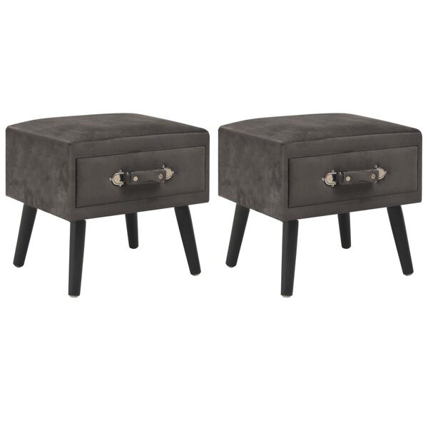 vidaXL Tables de chevet 2 Pièces Gris 40x35x40 cm Velours