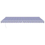 vidaXL Auvent rétractable bleu et blanc 5x3 m tissu et aluminium
