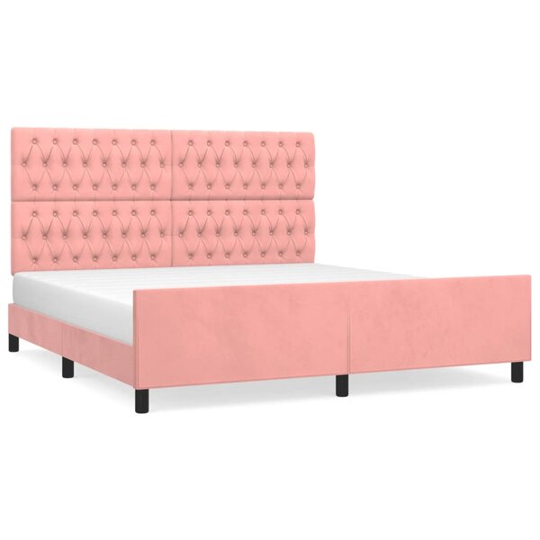 vidaXL Cadre de lit avec tête de lit Rose 180x200 cm Velours