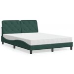 vidaXL Lit avec matelas vert foncé 140x200 cm velours