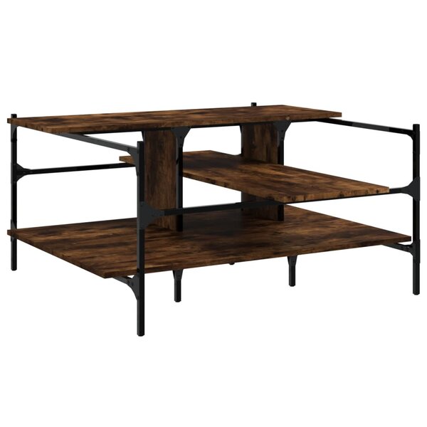 vidaXL Table basse chêne fumé 100x100x48 5 cm bois d'ingénierie
