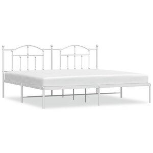 vidaXL Cadre de lit métal sans matelas et tête de lit blanc 193x203 cm