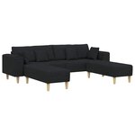 vidaXL Canapé avec coussin 3 Pièces Noir tissu