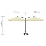vidaXL Parasol de jardin double avec mât en acier Sable 600x300 cm