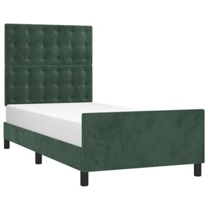 vidaXL Cadre de lit avec tête de lit Vert foncé 90x190 cm Velours
