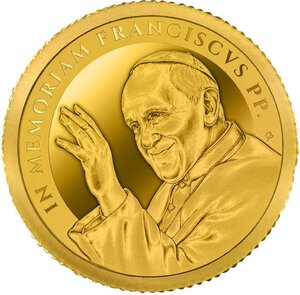 Pièce de monnaie en Or 50 Dollars g 0.5 Millésime 2025 POPE FRANCIS