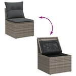 Ensemble de canapé de jardin de 13 pièces avec coussins gris poly rattan acacia