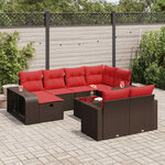 vidaXL Salon de jardin et coussins 11 Pièces marron résine tressée