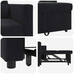 vidaXL Canapé Lit Simple avec des roues Noir 90 x 165 x 87 cm Velours