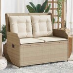 vidaXL Banc de jardin avec coussin Beige Poly rotin
