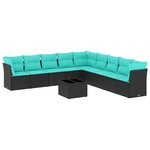vidaXL Salon de jardin 10 Pièces avec coussins noir résine tressée
