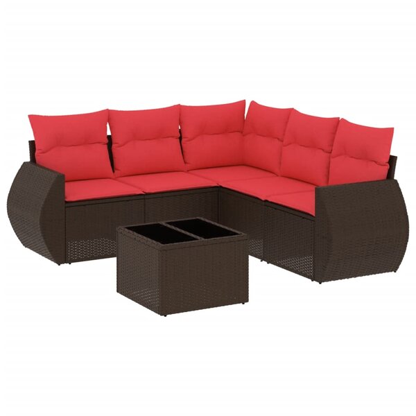 vidaXL Salon de jardin 6 Pièces avec coussins marron résine tressée