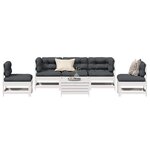 vidaXL Salon de jardin avec coussins 6 Pièces blanc bois de pin massif
