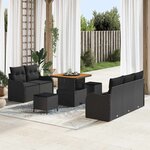 vidaXL Ensemble de canapé de jardin 8 Pièces Noir polyrotin
