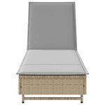 vidaXL Chaise longue avec roues et coussin beige résine tressée