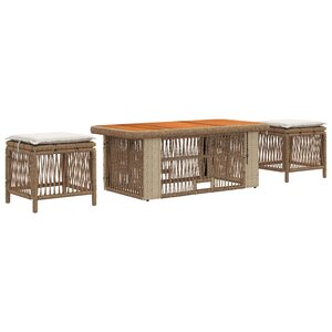 vidaXL Ensemble de salle à manger pour jardin 4 Pièces Beige et crème