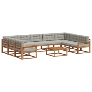 vidaXL Ensemble de canapés d'extérieur 10 Pièces Gris Naturel et Clair