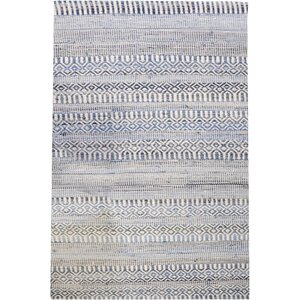 Tapis en coton recyclé et laine ivoire et bleu sarah 230 x 160 cm
