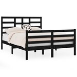 vidaXL Cadre de lit Noir Bois massif 140x190 cm
