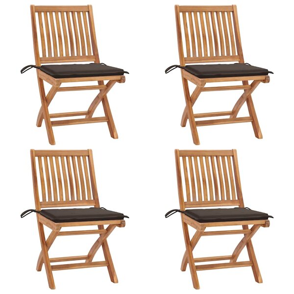 vidaXL Chaises pliables de jardin avec coussins lot de 4 Teck solide