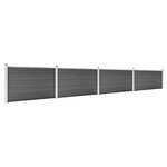 vidaXL Ensemble de panneau de clôture WPC 699x105 cm Noir