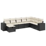 vidaXL Salon de jardin 8 Pièces avec coussins noir résine tressée