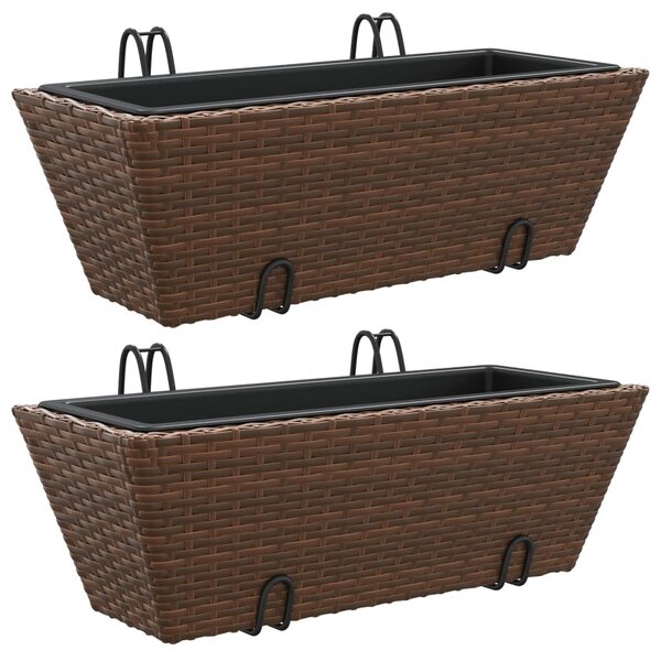vidaXL Jardinières avec crochets 2 Pièces marron résine tressée