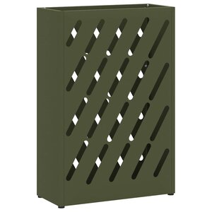 vidaXL Porte-parapluie avec stockage Vert olive 28 x 12 x 41 cm Acier