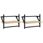 vidaXL Étagères murales avec barres 2 Pièces chêne sonoma 40x25x30 cm