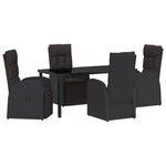 vidaXL Ensemble de salle à manger de jardin 5 pièces avec coussins Noir Rattan Poly